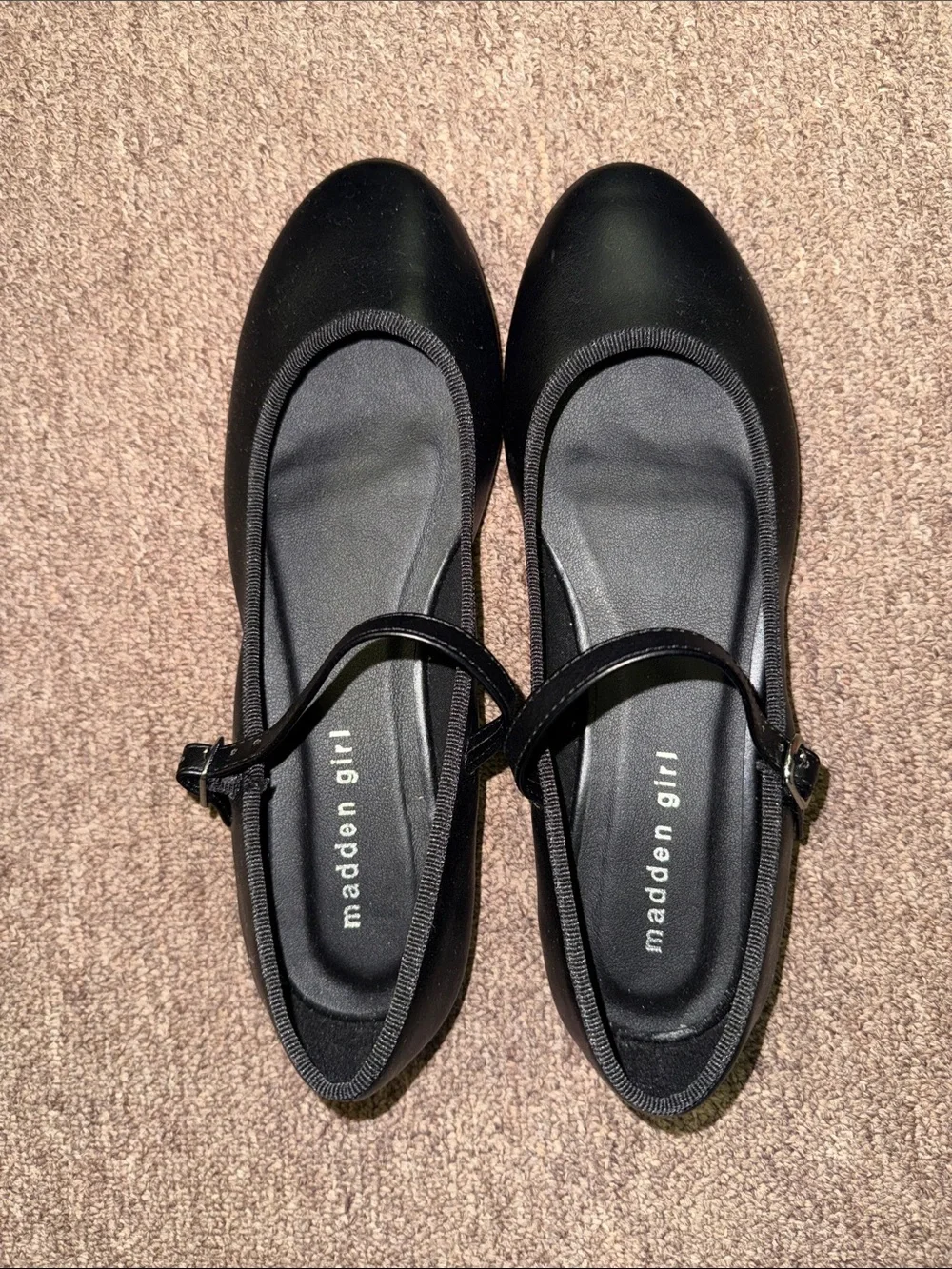 Madden Girl Black Mary Jane Flats with Buckle Strap